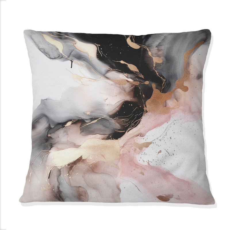 Coussin décoratif rose en marbre texturé rose I - Abstract Marble