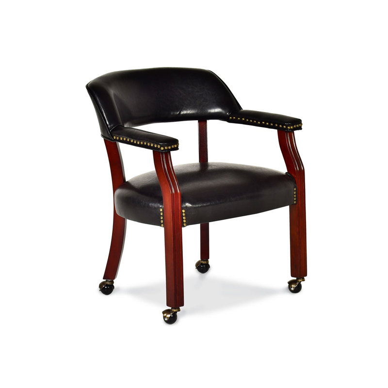 Tournament Arm Chair w/Casters, Black Leather