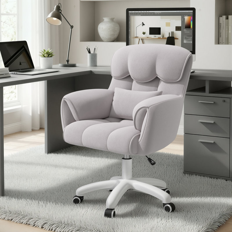 Velvet Office Chair, Grey, White
