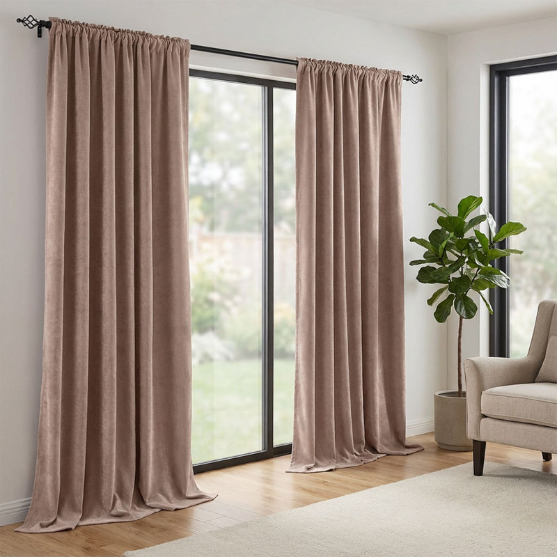 Double-Sided Chenille Curtains for Living Room Modern Window Treatment for Bedroom Blackout Curtains Drapes Room Darkening (Set of 2)