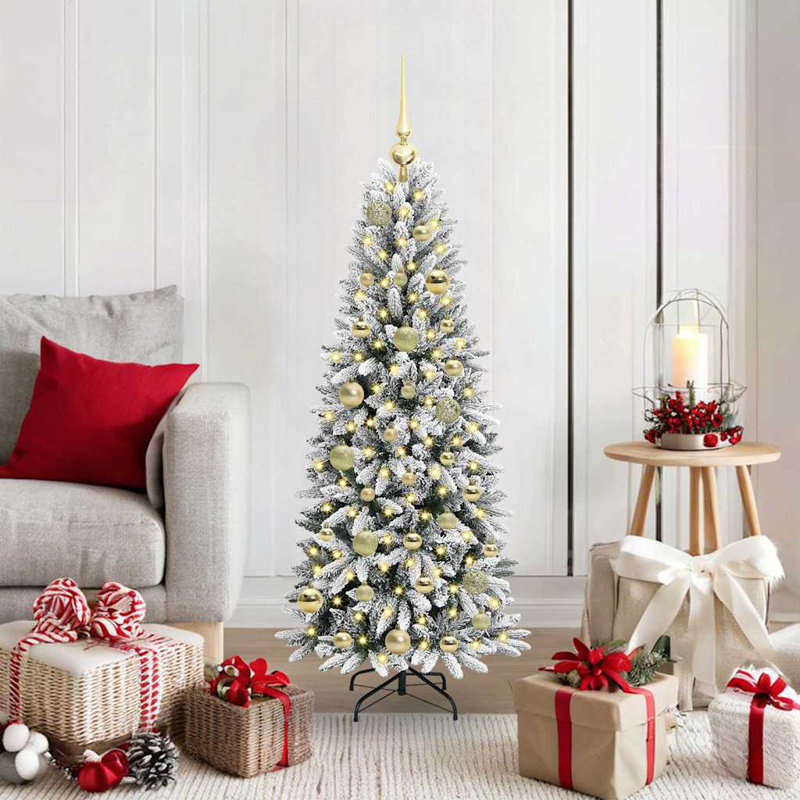 Artificial Christmas Tree with 150 LEDs White, Gold, 3.94' H