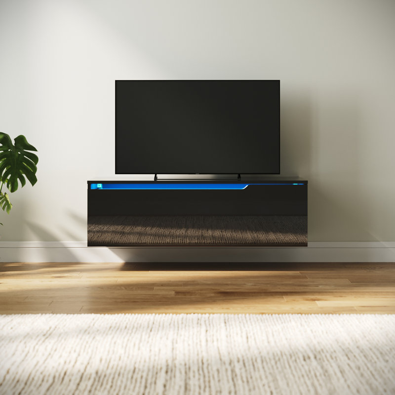 LED TV cabinet Stand for TVs, 30cm H x 100cm W x 35cm D, Black