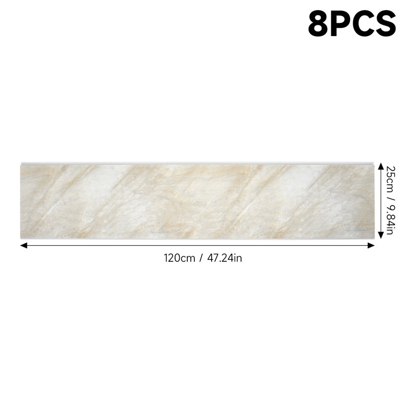 8 Pack PVC Marble-textured Wall Panels, White Brown