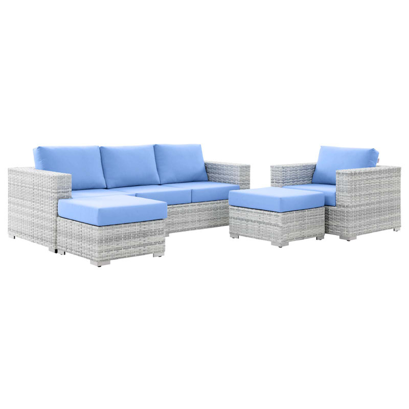 Ensemble de patio extérieur 4 pièces Convene, Bleu clair