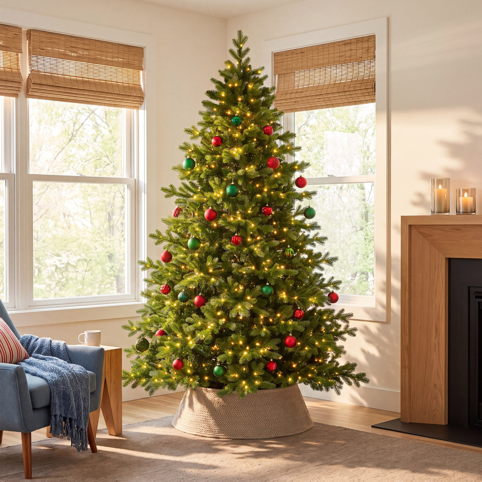 Pre-Lit Christmas Tree, 9' H