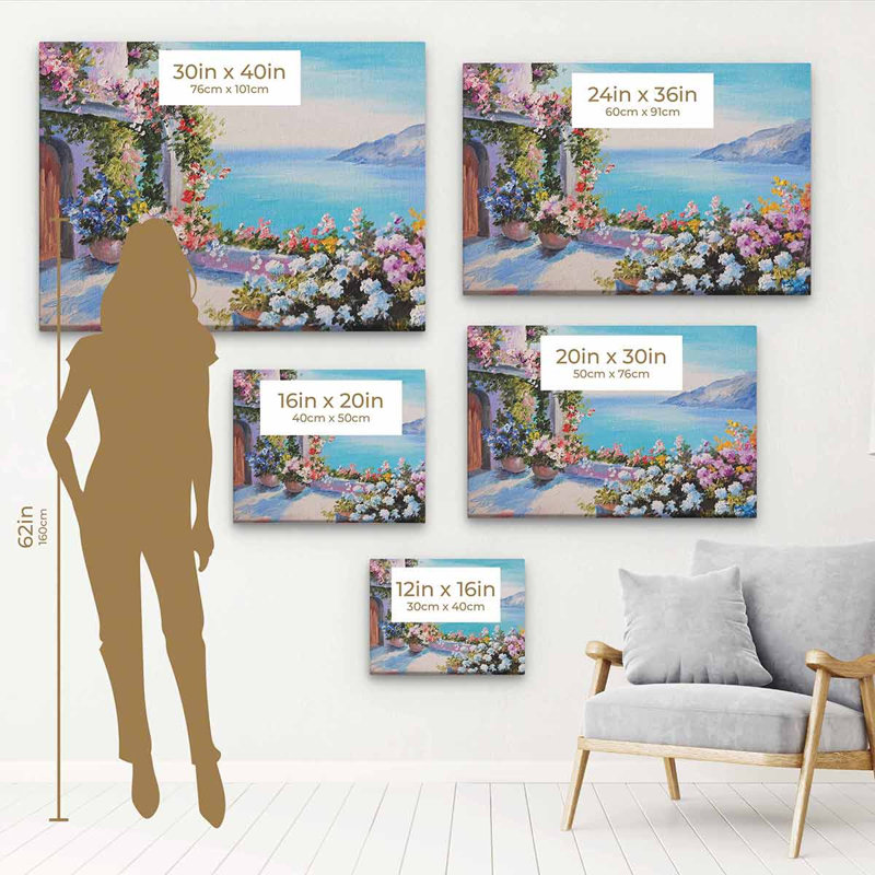 Barys Blue Serenity Seaview, Cadre noir, H 12 po x l 16 po