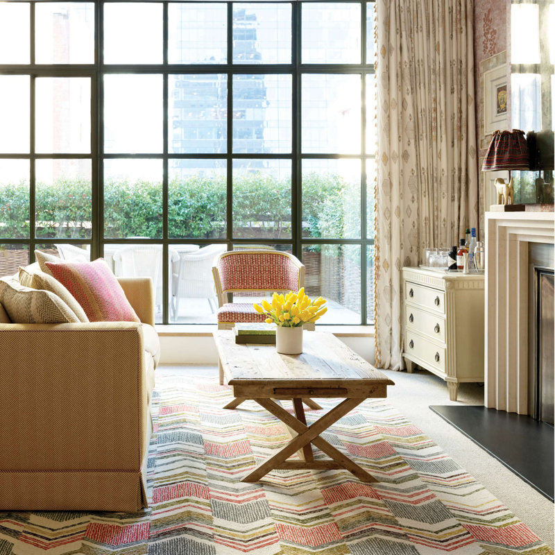 Zig Zag Hand Micro Hooked Wool Rug, Rectangle 3' x 5'