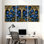 Plantes et fleurs, fleurs bleues, or et motif gothique, ensemble de 3 impressions sur toile