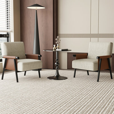Black Negotiation Table and Cotton Linen Chair Set,2-Chairs