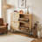 Rattan Shoe Cabinet with 4 Flip-Down Doors-23051038