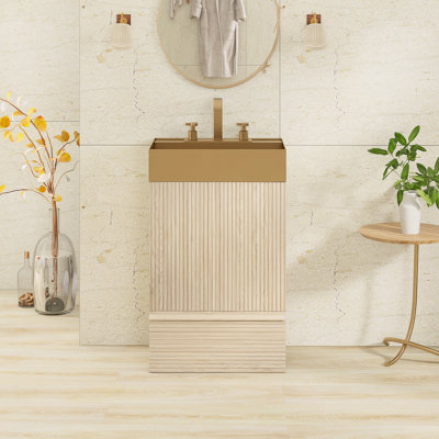 Meuble-lavabo autoportant de 20,1 po avec plateau en acier inoxydable