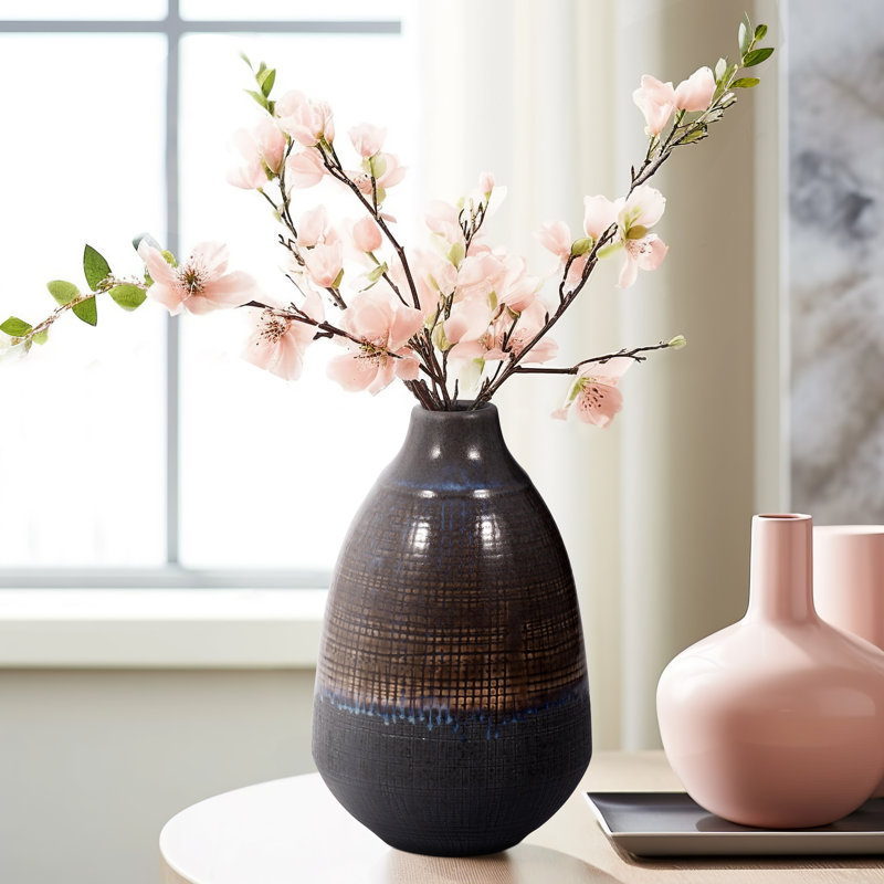 Neader Ceramic Vase - Stoneware, Novelty, Textured Gradient, 12" H x 6" W x 6" D