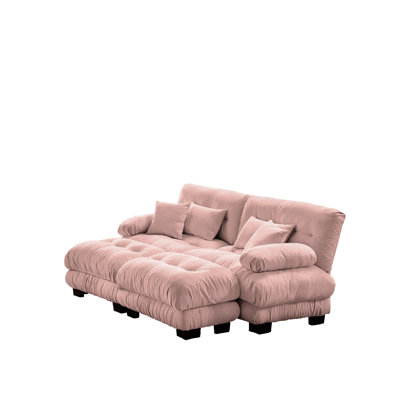 Modern Chenille Sofa with Ottoman by Latitude Run
