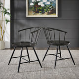 Kennamer Slope Low Back Windsor Metal Side Chairs (Set Of 2)