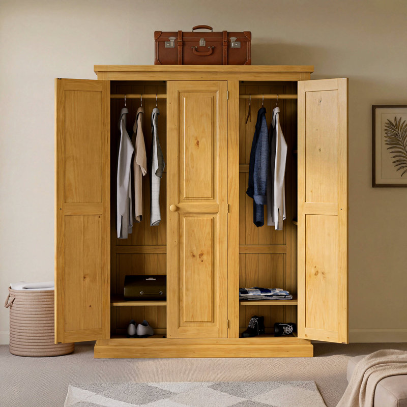 Chunky 3 Door Wood Wardrobe