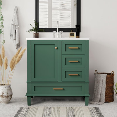 Meuble-lavabo simple 30 po avec comptoir en céramique
