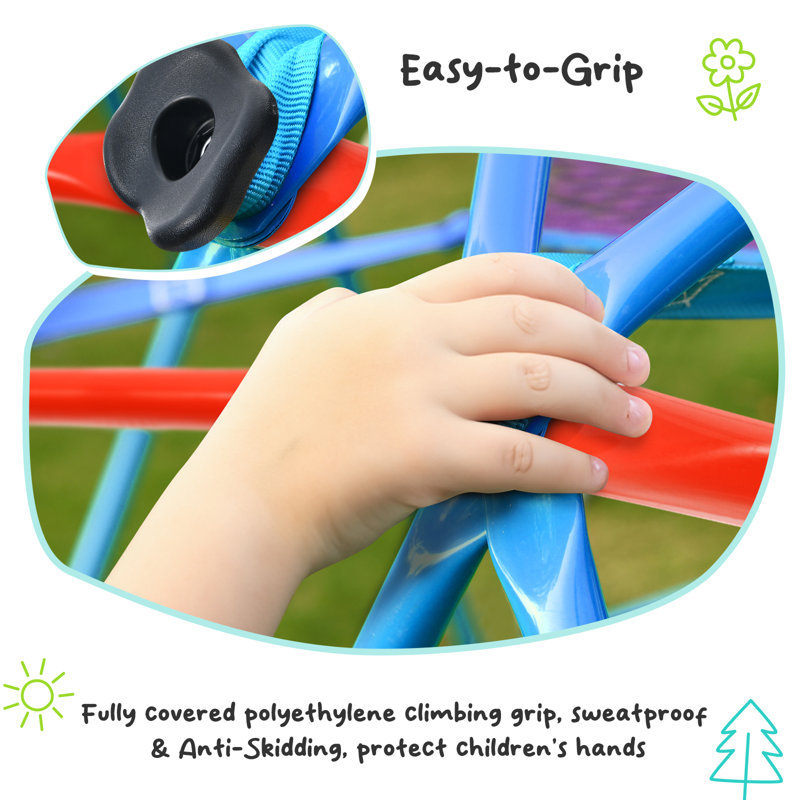 10FT Monkey Bar Dome Climber with Web Hammock Outdoor Playset