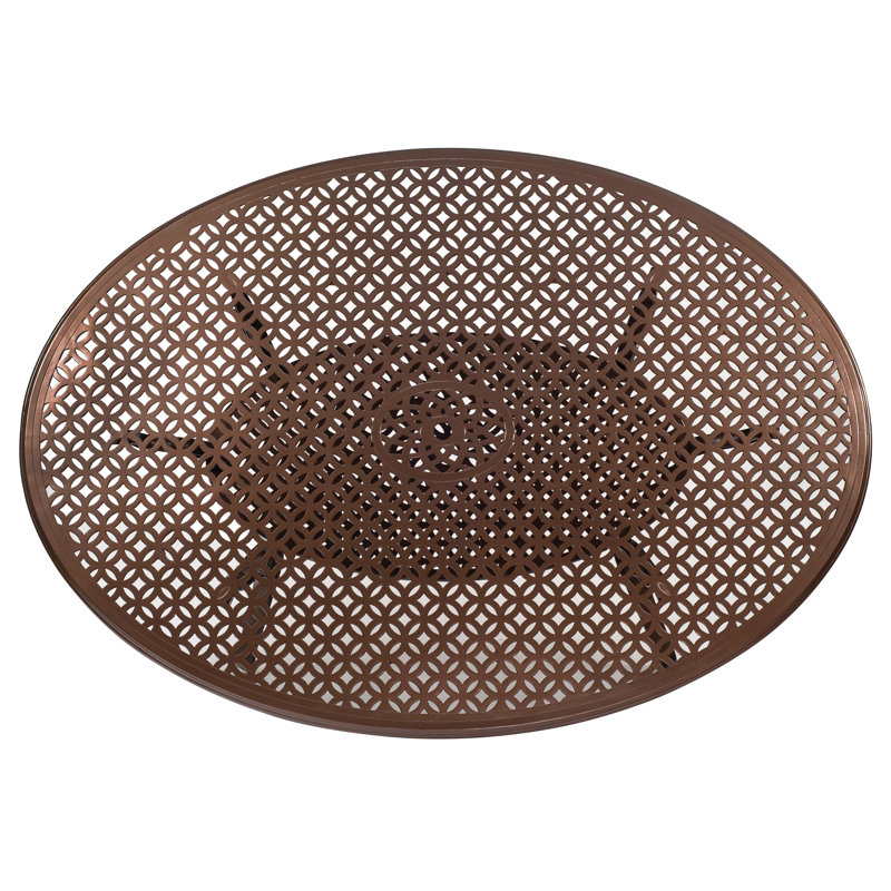 Ensemble de salle à manger 98,5 po Casa Oval, Brun châtaigne, Toile Sunbrella® beige chiné
