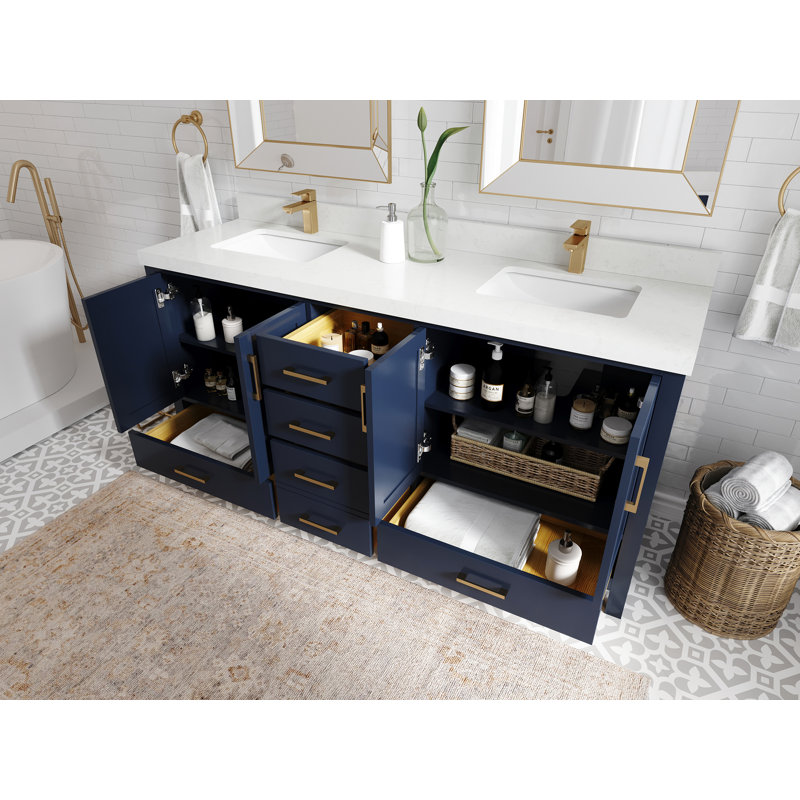 Ensemble de meuble-lavabo double 72 po Malibu, Calacatta Laza