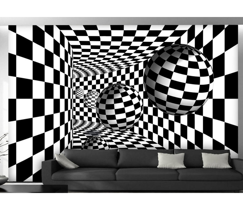 Black White Corridor 2.10m x 300cm Wallpaper, 350 cm x 245 cm
