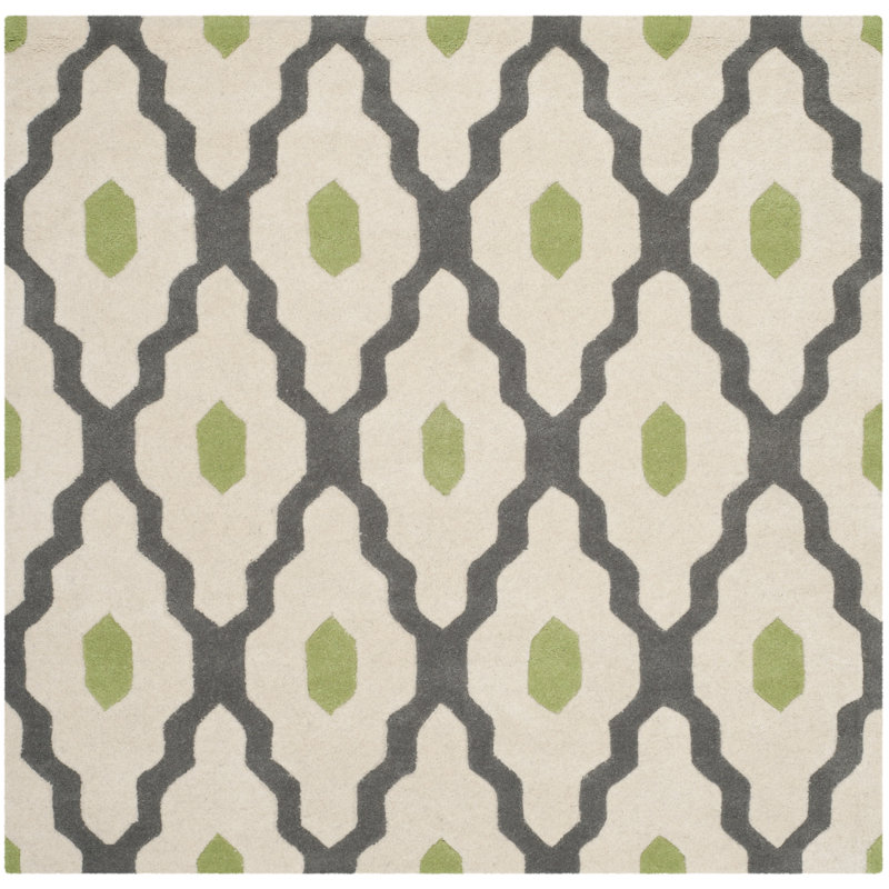 Carolene Hand Tufted Wool Geometric Rug, Square 5'