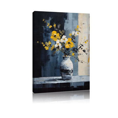 Yellow And Gray Floral Wall Art: Flower Pictures Wall Decor Floral Canvas Wall Art Grey Yellow Bathroom Decor Living Room Accessories Modern Yellow Flower Print Painting Bedroom Kitchen Decor 12"X16"