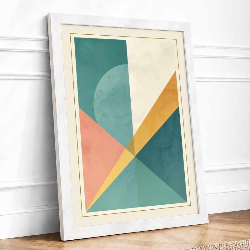 Geometric Balance Mid-Century - Framed Print, A3 - 42.0 x 29.7 cm, White