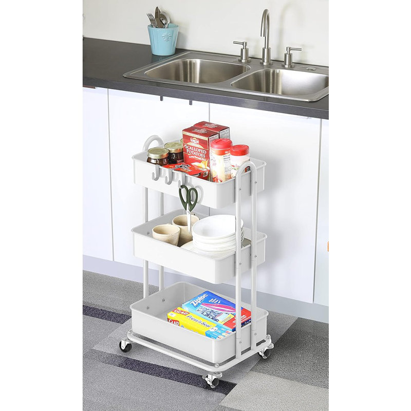 Simple Houseware 3-Tier Heavy Duty Metal Utility Rolling Cart, W...