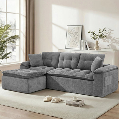 Canapé modulaire modulaire, canapé modulaire Cloud avec repose-pieds, canapé moderne en forme de L avec assise profonde, canapé rembourré sans os pour le salon avec coussin superposé, sans assemblage