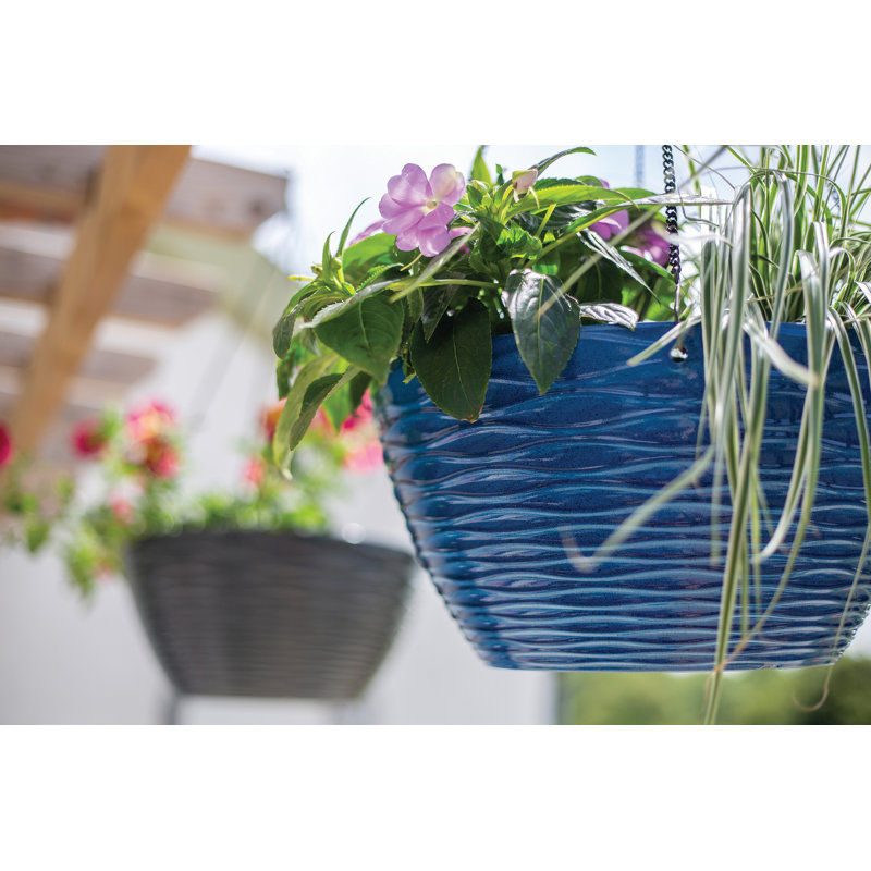 Brelyn Lightweight Recycled Plastic Windermere Plant Pot - Plastic, Blue, 17cm H x 35cm W x 35cm D