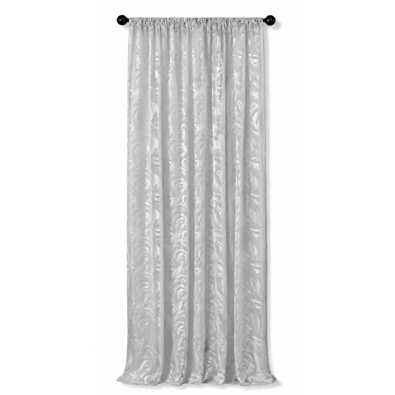 Panneau de rideau simple diaphane avec passe-tringle Paityn, L 54 po x L 84 po, Gris