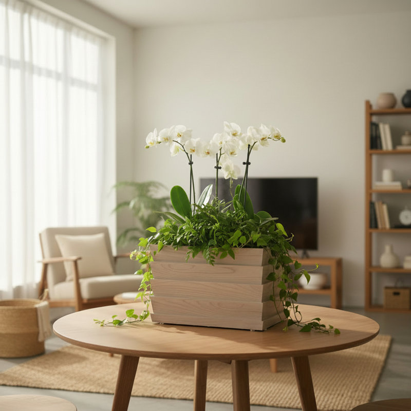 Rectanglar Ridge Box Planter Short, 11.38" H x 18" W x 11" D