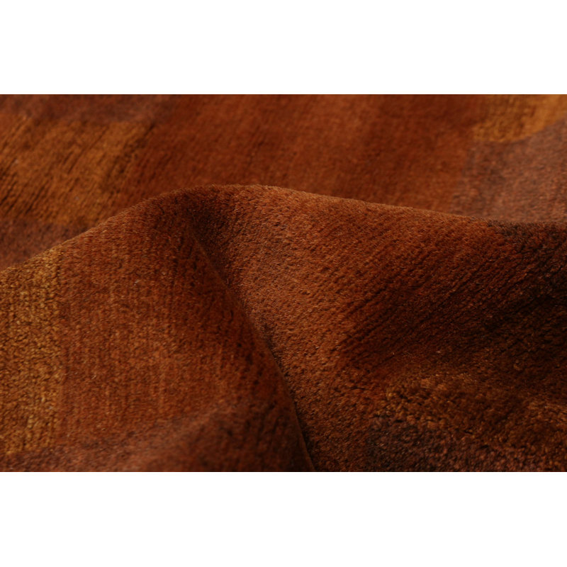 Tapis orange brûlé noué à la main unique 13 pi 3 po x 12 pi 10 po One of Kind
