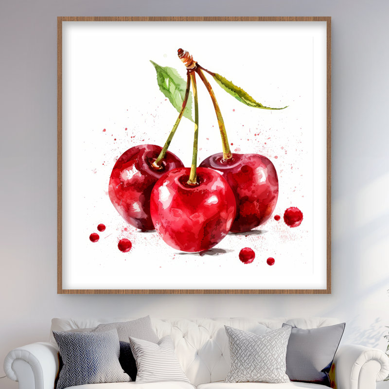 Cerises - imprimé mat encadré blanc pour la décoration intérieure