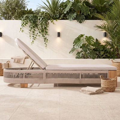 Wood Outdoor Chaise Lounge with Cushion