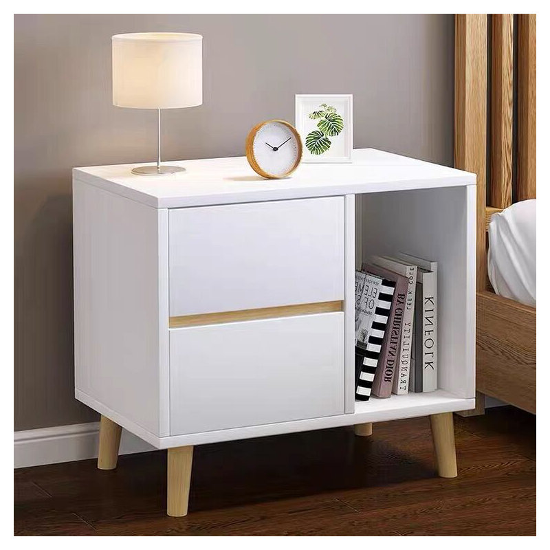 Caelo 45cm W Manufactured Wood Bedside Table, White