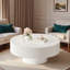 Modern Round Coffee Table With Edge Grooves, Thick Tabletop And Sturdy Base-380910950