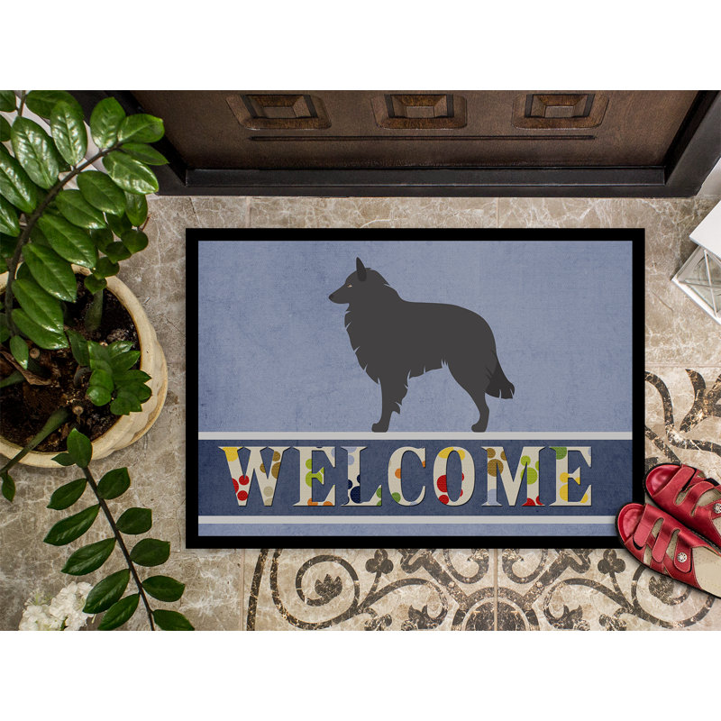Tapis de porte d’extérieur antidérapant groenendael belge berger, Rectangulaire : 18 po x 27 po