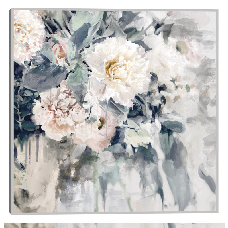 Champagne Silver Framed Floral Canvas Art Print, 42" x 42"