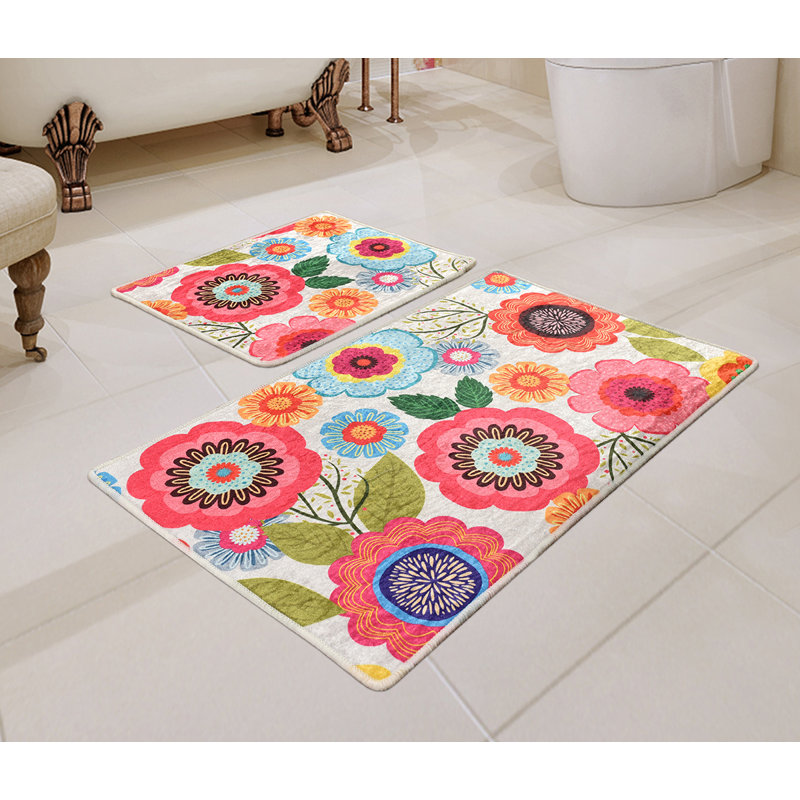 Ensemble de tapis de bain antibactérien Bade (2 pièces), 100% polyester, 19,7 x 23,6 pouces et 23,6 x 39,4 pouces | Sous-tapis antidérapant, hauteur des poils: 0,4 po | Lavable à la machine, doux et durable, idéal pour la sécurité et le confort de la salle de bain
