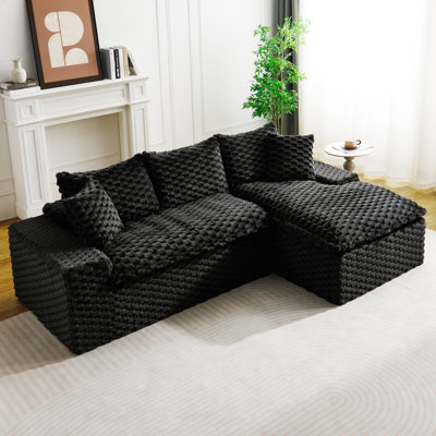 Canapé polyvalent en velours noir: méridienne convertible