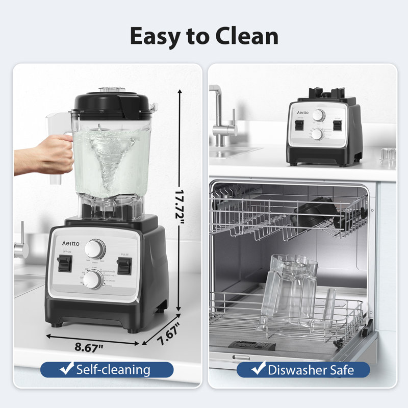 Mélangeur pour cuisine avec moteur 1800W Aeitto, 68 oz. Grande capacité, mélangeur et moulin 2-en-1 combinés, mélangeur de comptoir professionnel sans BPA pour les smoothies, broyage de glace, boissons glacées