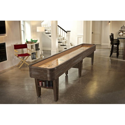 Brunswick Concord Shuffleboard Table - Solid Maple Playfield with Climate Adjusters, Storage Shelves & Nutmeg Finish