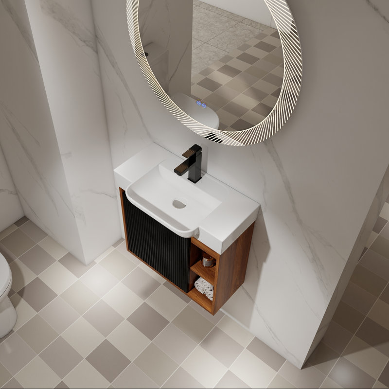 Meuble-lavabo mural avec lavabo en céramique blanche, 24"