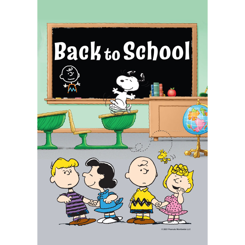 Drapeau de jardin PEANUTS Back to Class, 12,5 po x 18 po, produit sous licence officiel PEANUTS, porte-drapeau vendu séparément