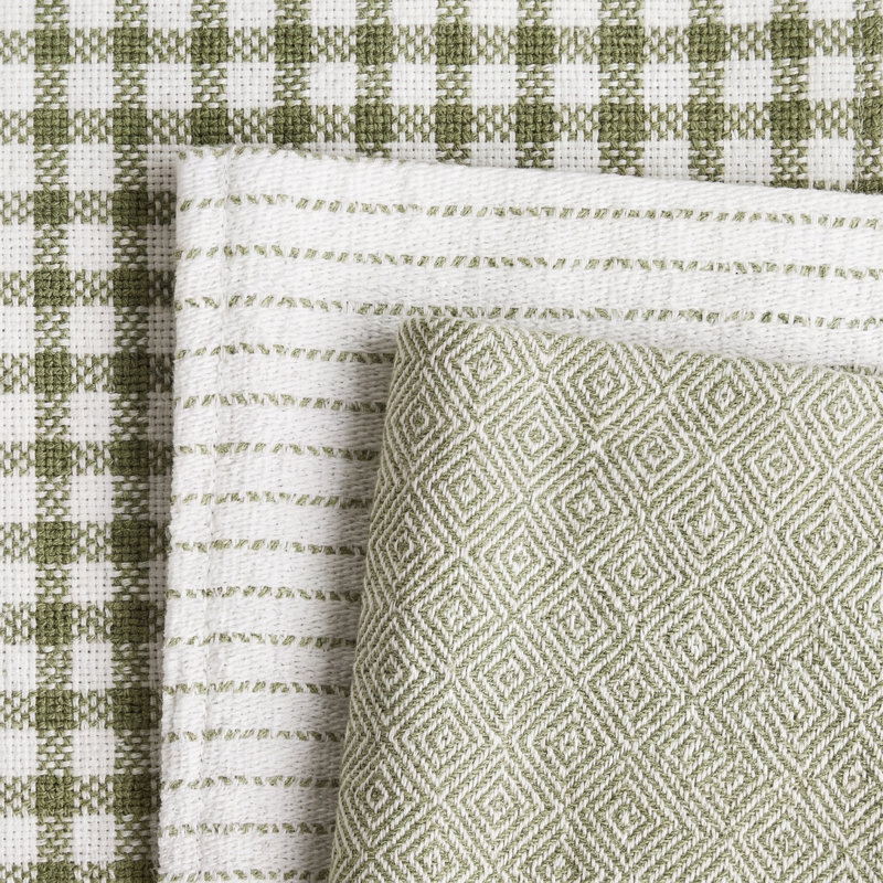Ensemble de 4 torchons de cuisine vert sauge, 100 % coton, en éponge tissée absorbante, pour frotter et nettoyer, 30 x 30 cm, lavables à la machine
