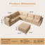 Ensemble de canapé modulaire en forme de L en velours côtelé moelleux avec repose-pieds mobile, ensemble de salon rembourré et moelleux-860941801