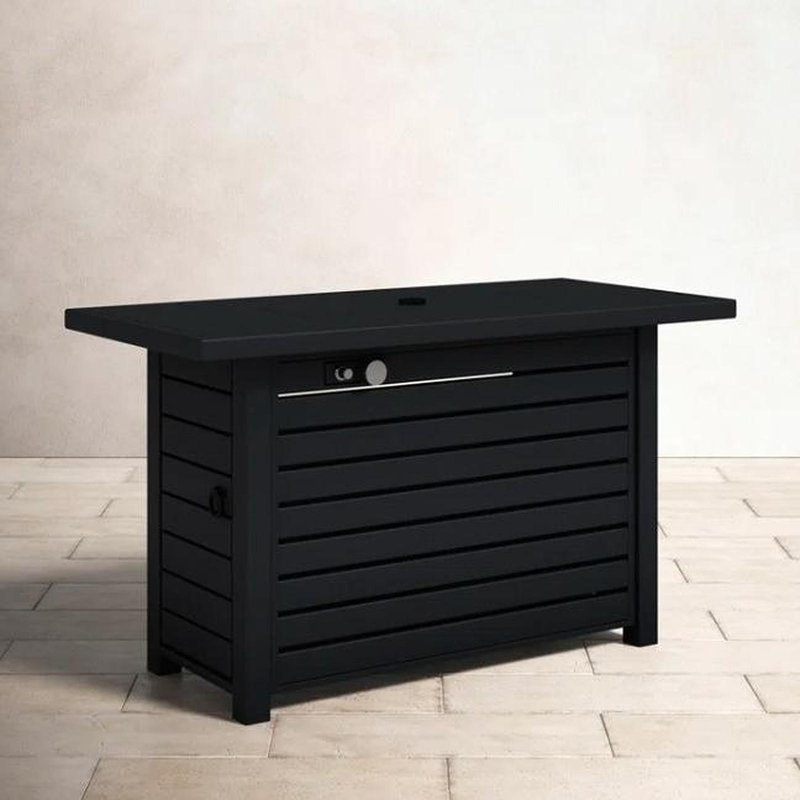 Steel Propane/Natural Gas Outdoor Fire Pit Table With Lid, Black