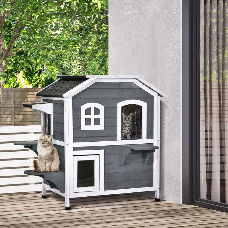 Enclos d'extérieur pour chat 2 étages Pawhut, Gris