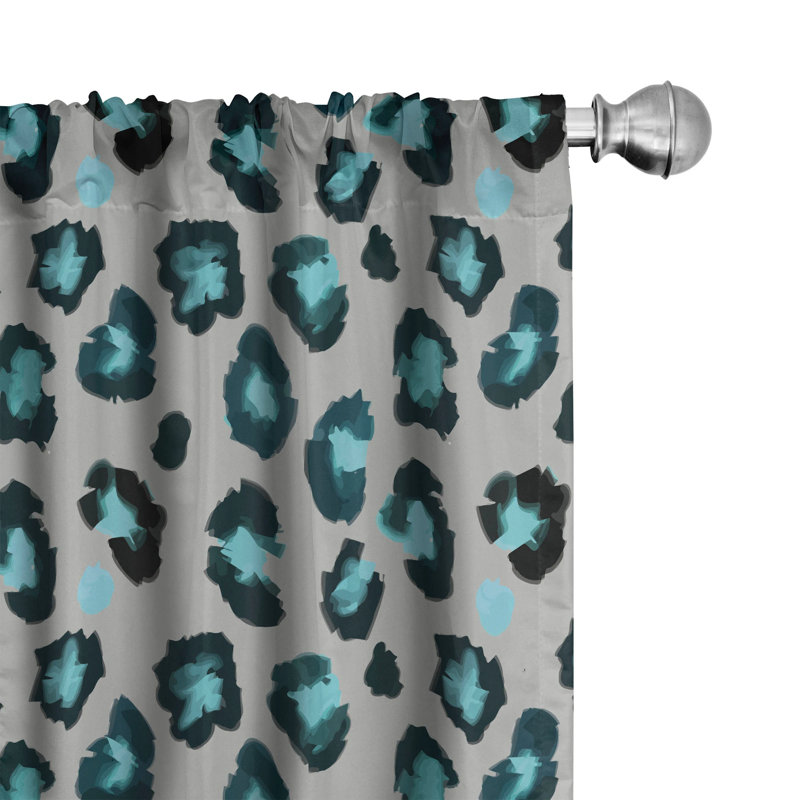 Leopard Animal Print Semi-Sheer Rod Pocket Curtain Panels, 28" x 63"